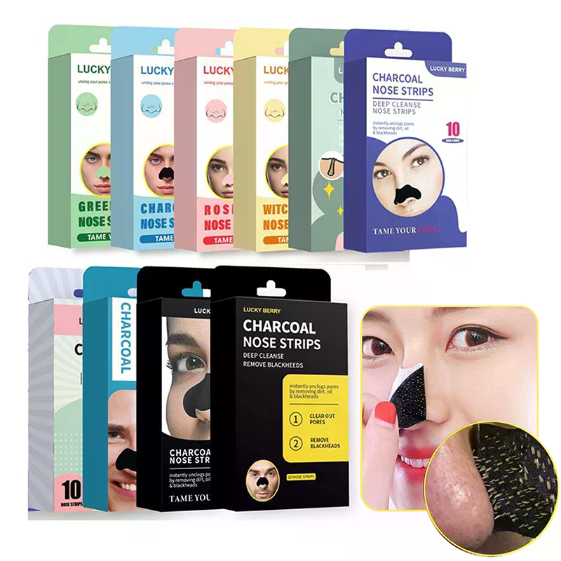 Charcoal Pore Strip - แผ่นมาส์กกำจัดสิวเสี้ยนจากถ่านไม้ไผ่ 10 ชิ้น ทำความสะอาดรูขุมขนอย่างล้ำลึก แผ่นแปะดูแลจมูก ช่วยให้ผิวเรียบเนียน