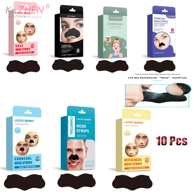 Charcoal Pore Strip - แผ่นมาส์กกำจัดสิวเสี้ยนจากถ่านไม้ไผ่ 10 ชิ้น/แพ็ค ทำความสะอาดรูขุมขนอย่างล้ำลึก แผ่นแปะดูแลจมูก ช่วยให้ผิวเรียบเนียน