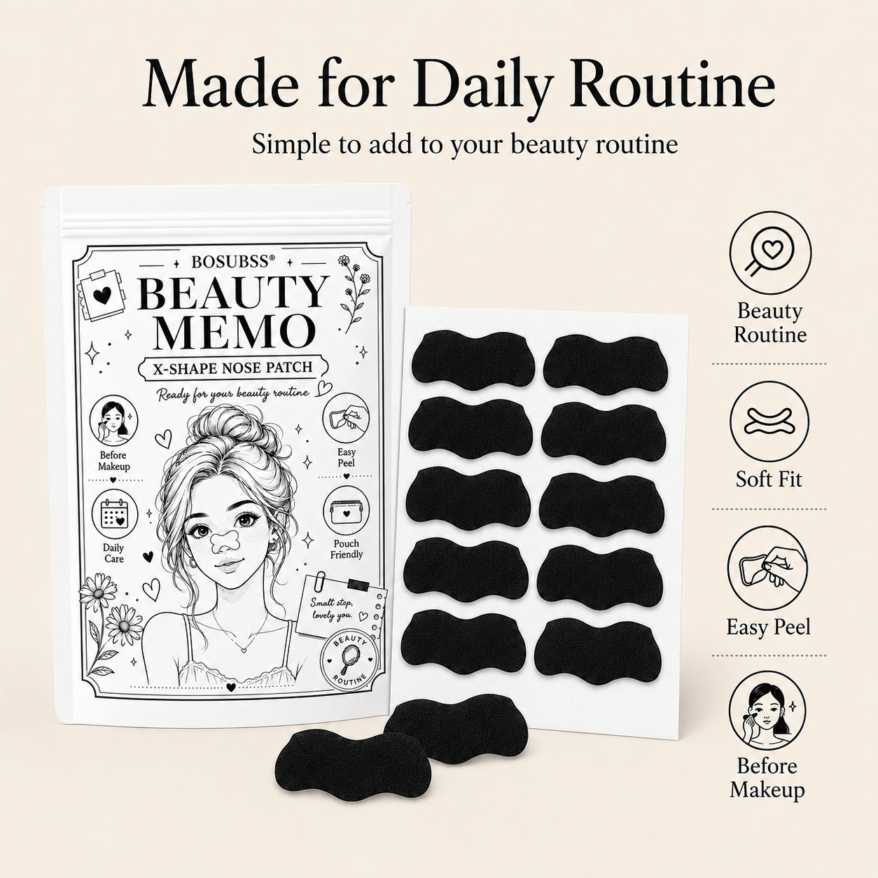 Charcoal Pore Strip - แผ่นดูดซับสิวเสี้ยนบริเวณจมูก 20/30 ชิ้น, ชุดแผ่นแปะดูแลผิวเนื้อนุ่ม, ใช้ง่ายที่บ้าน, ให้ลุคสดใส,