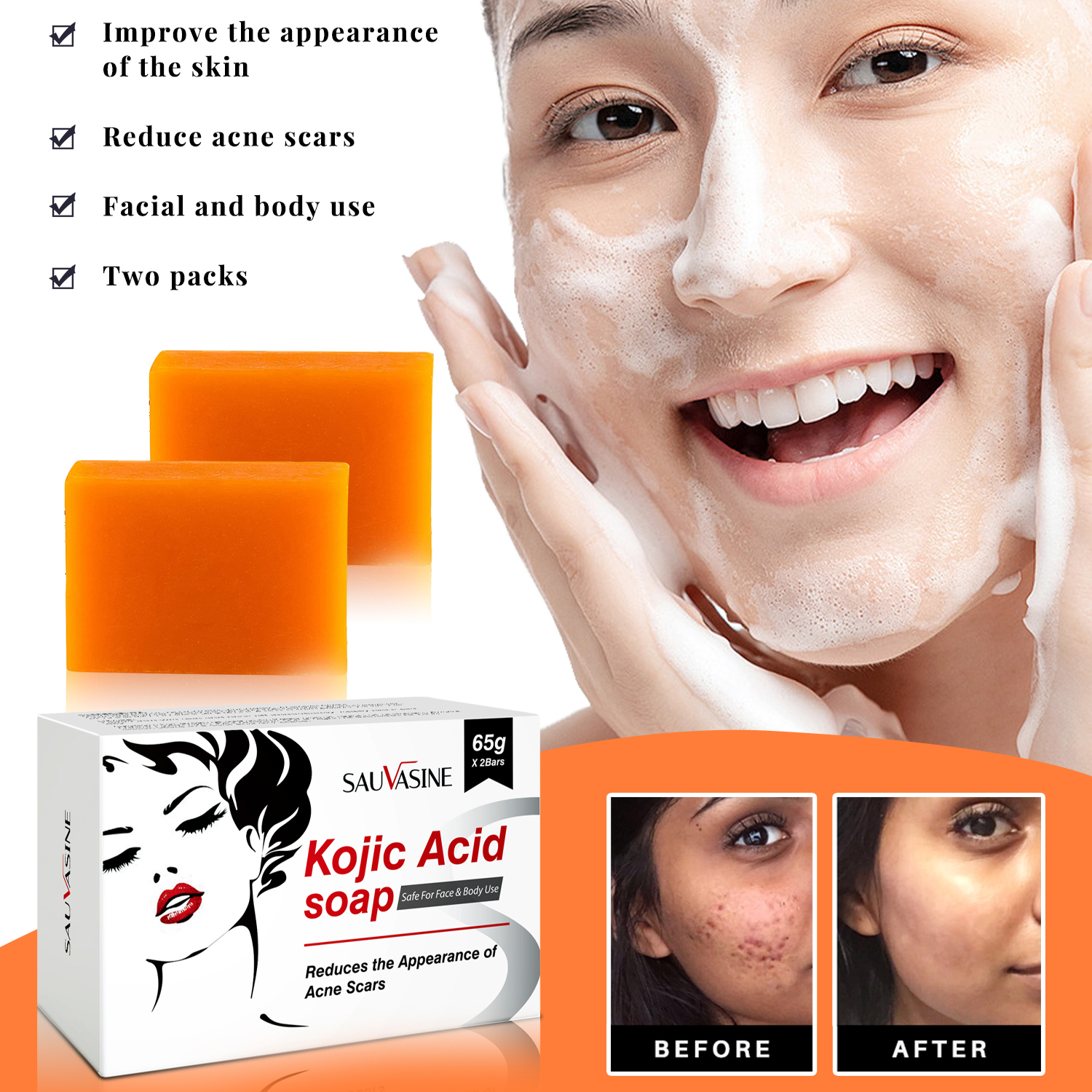 Skincare X2 - โคจิก แอซิด โกลว์ โซป สบู่ทำความสะอาดผิวหน้าอย่างล้ำลึก ปรับสีผิวให้สม่ำเสมอ