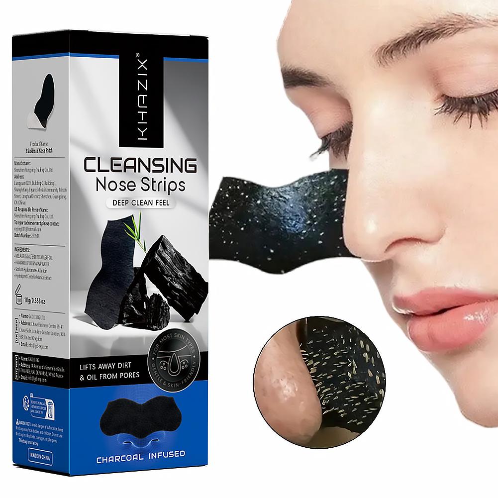 Charcoal Pore Strip - แผ่นทำความสะอาดรูขุมขนด้วยถ่านธรรมชาติ，แผ่นทำความสะอาดจมูก กำจัดสิวหัวดำ แผ่นทำความสะอาดรูขุมขนอย่างล้ำลึก 10/25/50 ชิ้น