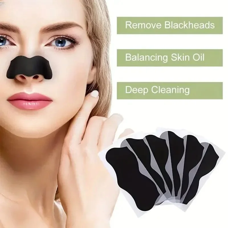 Charcoal Pore Strip - แผ่นลอกสิวเสี้ยนสีดำ 10/20/50 ชิ้น, แผ่นทำความสะอาดรูขุมขนอย่างล้ำลึกสำหรับสิวเสี้ยนและน้ำมัน, แผ่นดูดสิวเสี้ยน