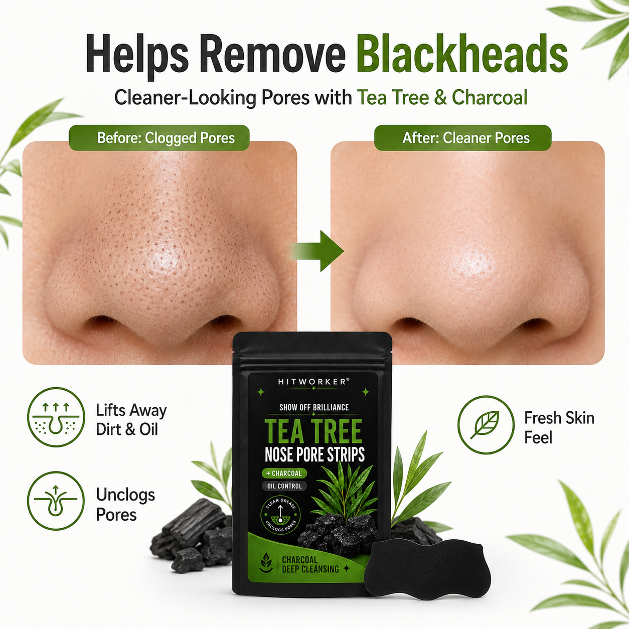 แผ่นแปะจมูกกำจัดสิวเสี้ยน 20 ช - Charcoal Pore Strip บทวิจารณ์และราคา