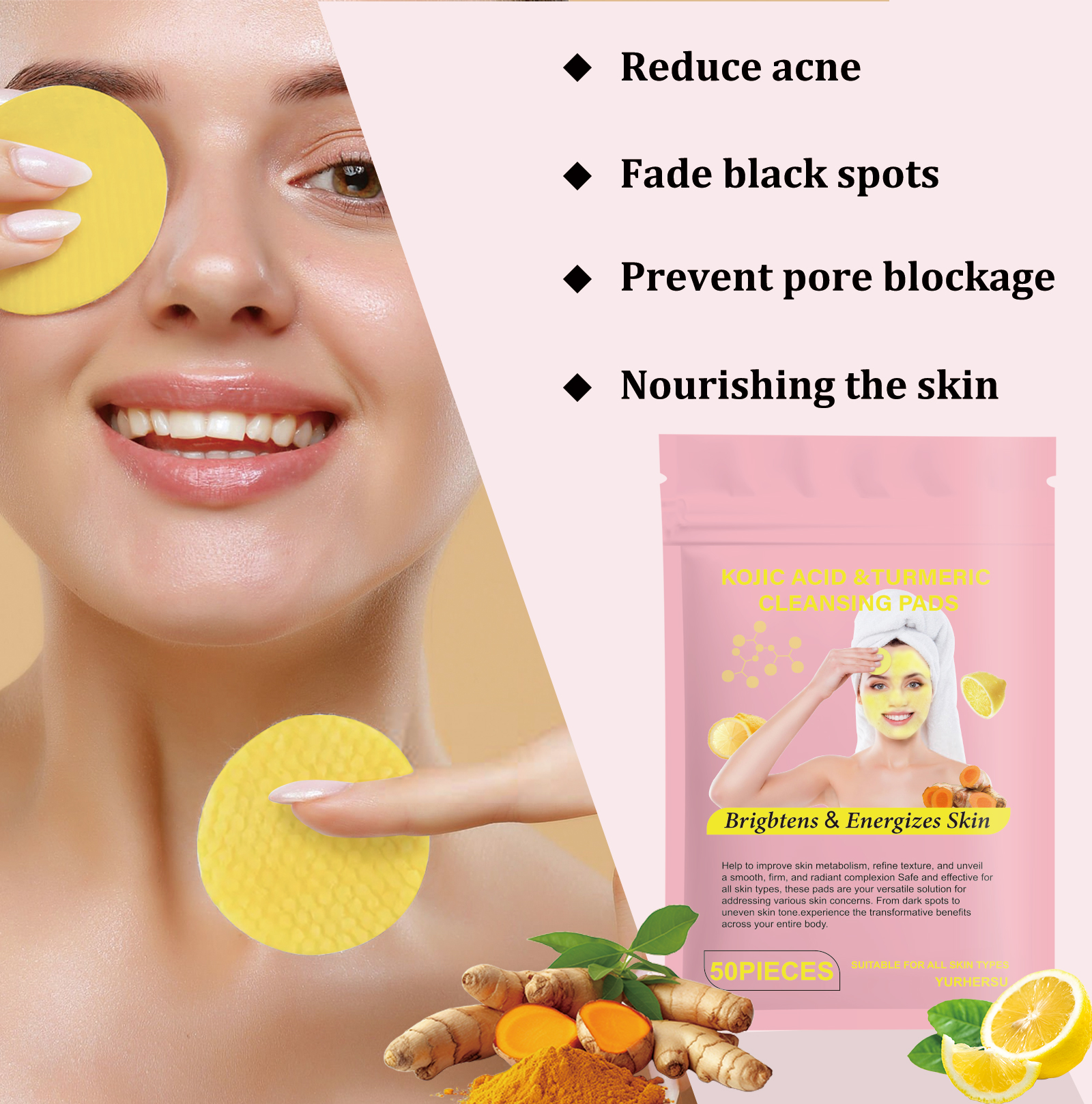 แผ่นทำความสะอาดผิวหน้าขมิ้น 60 - Skincare Natur E บทวิจารณ์และราคา