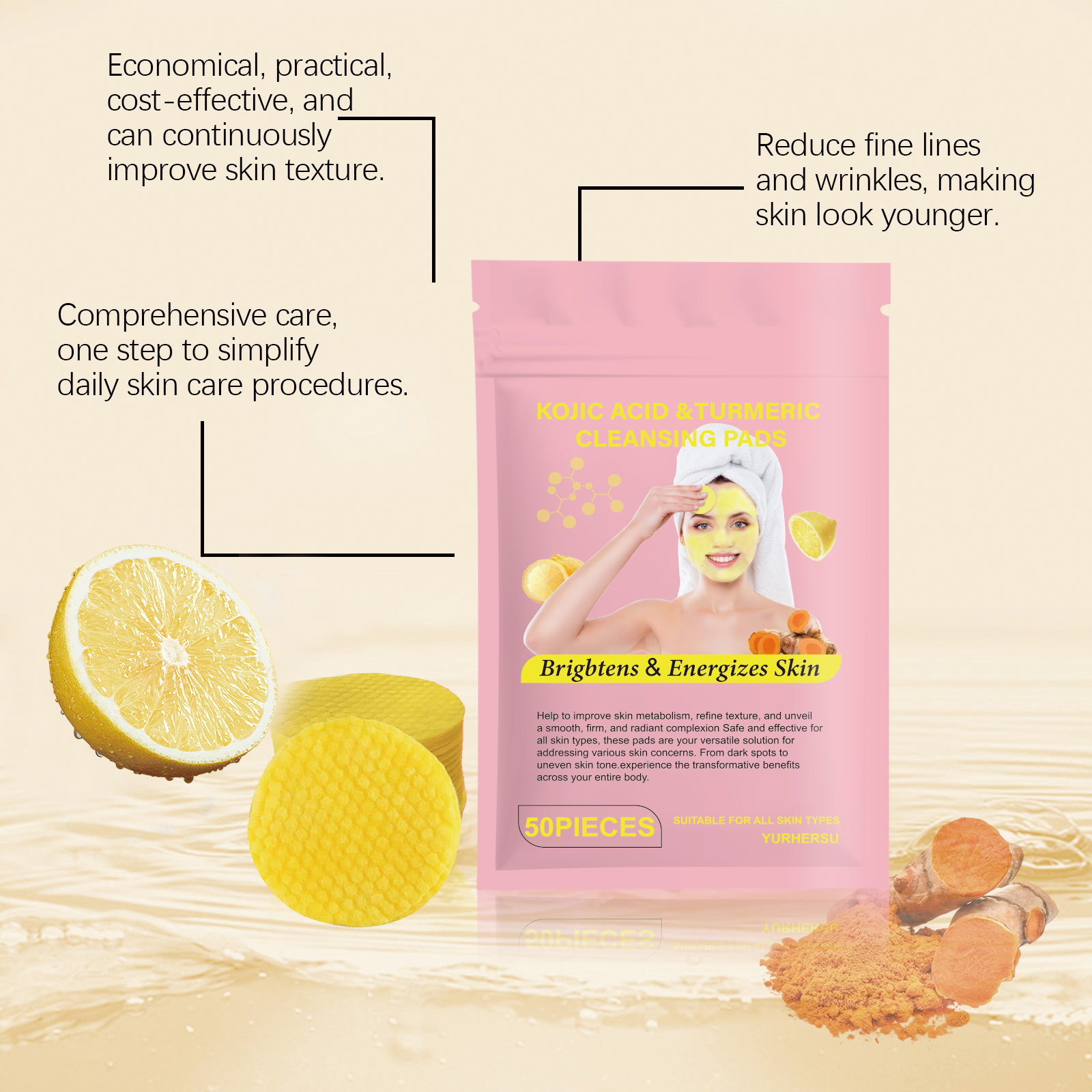 แผ่นทำความสะอาดผิวหน้าขมิ้น 60 - Skincare Natur E บทวิจารณ์และราคา