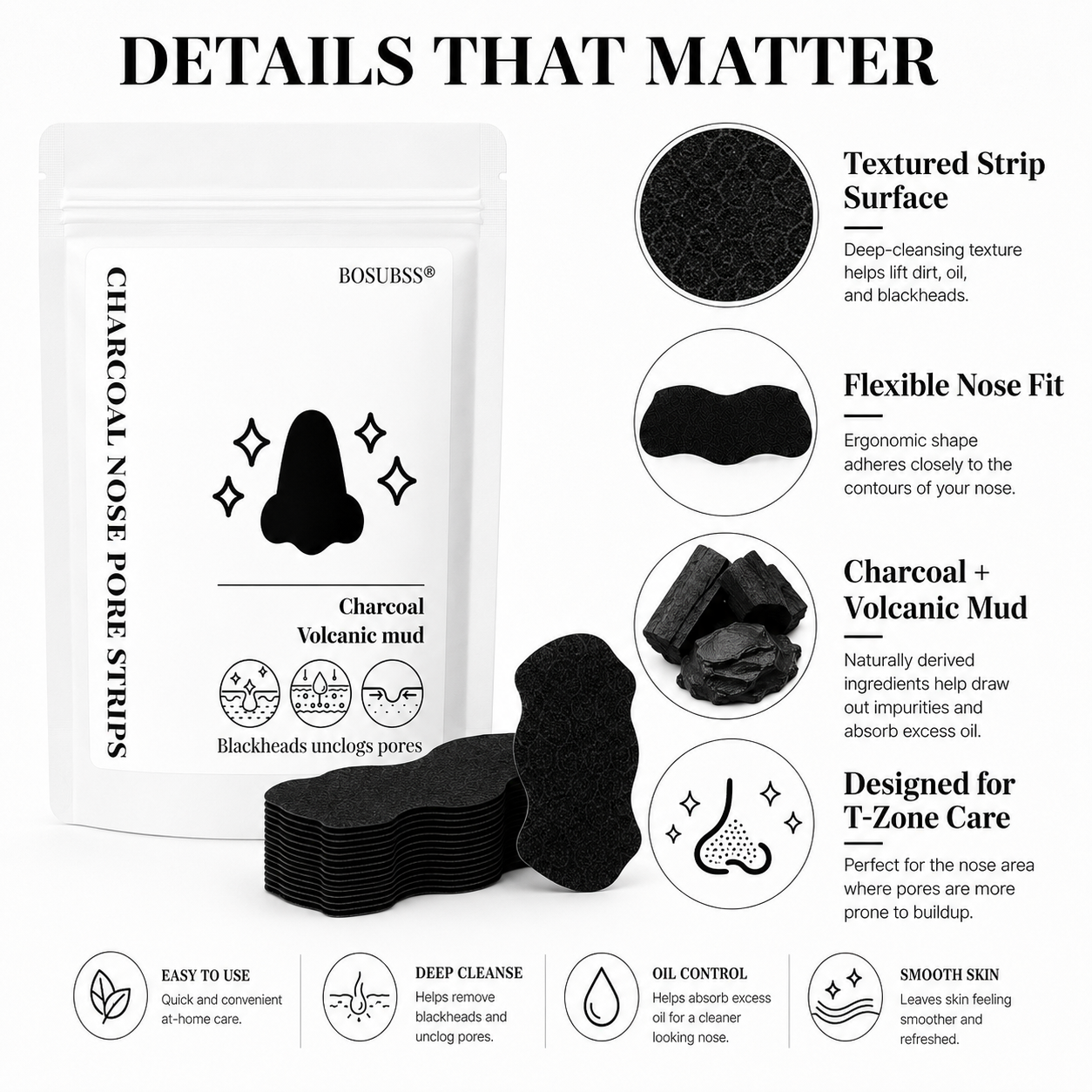 แผ่นลอกสิวเสี้ยนชาโคลทีทรี สำห - Charcoal Pore Strip บทวิจารณ์และราคา