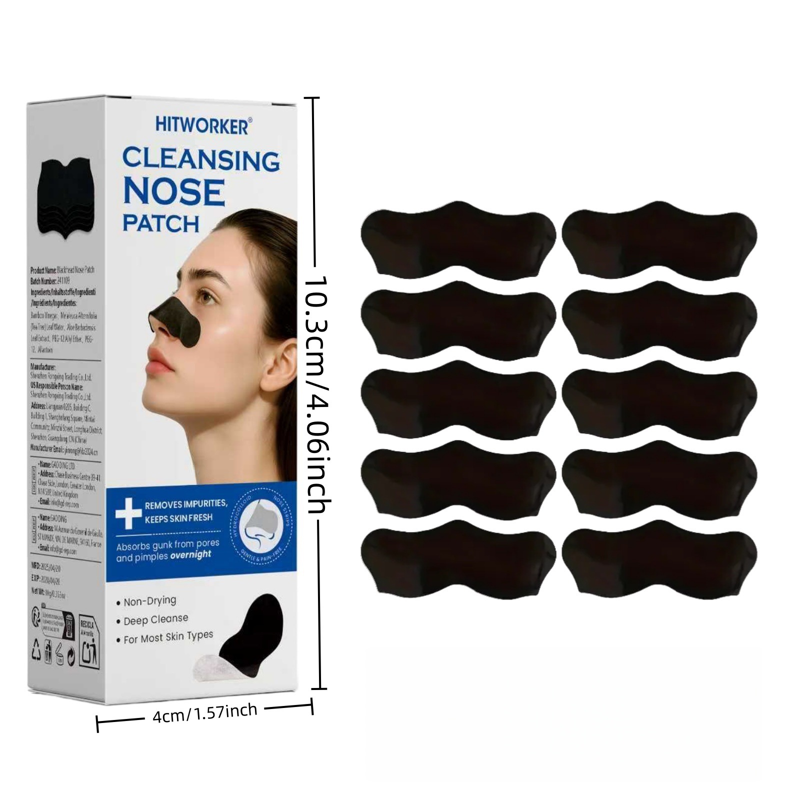 แผ่นลอกสิวเสี้ยน HITWORKER แผ่ - Charcoal Pore Strip บทวิจารณ์และราคา