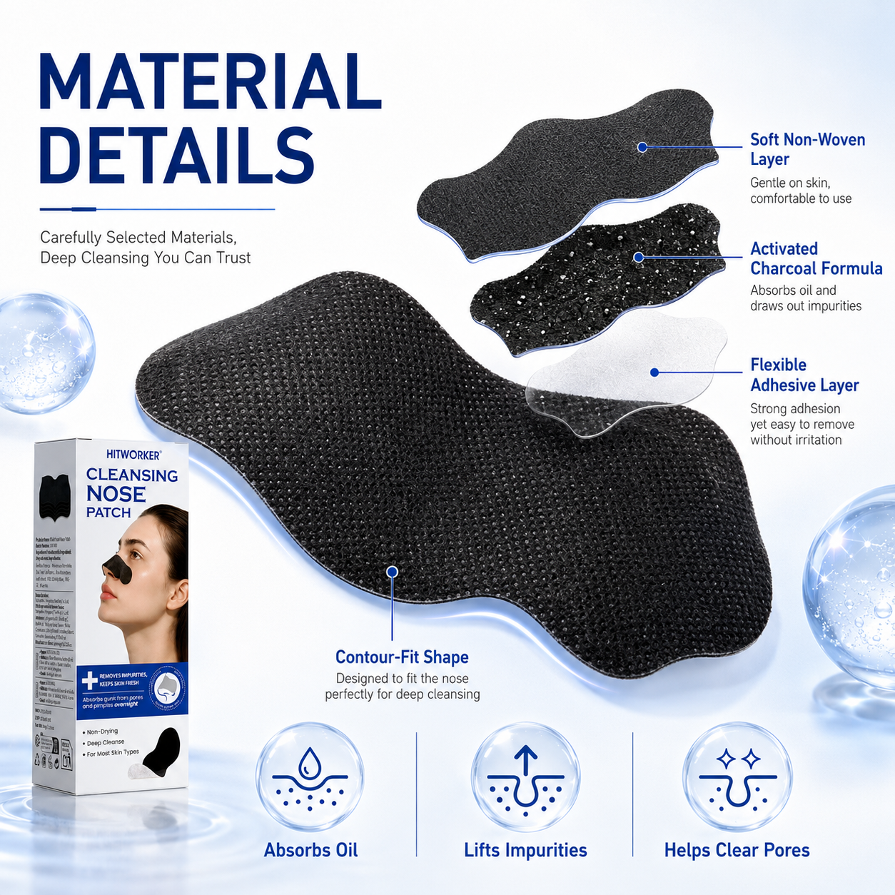 แผ่นลอกสิวเสี้ยน HITWORKER แผ่ - Charcoal Pore Strip บทวิจารณ์และราคา